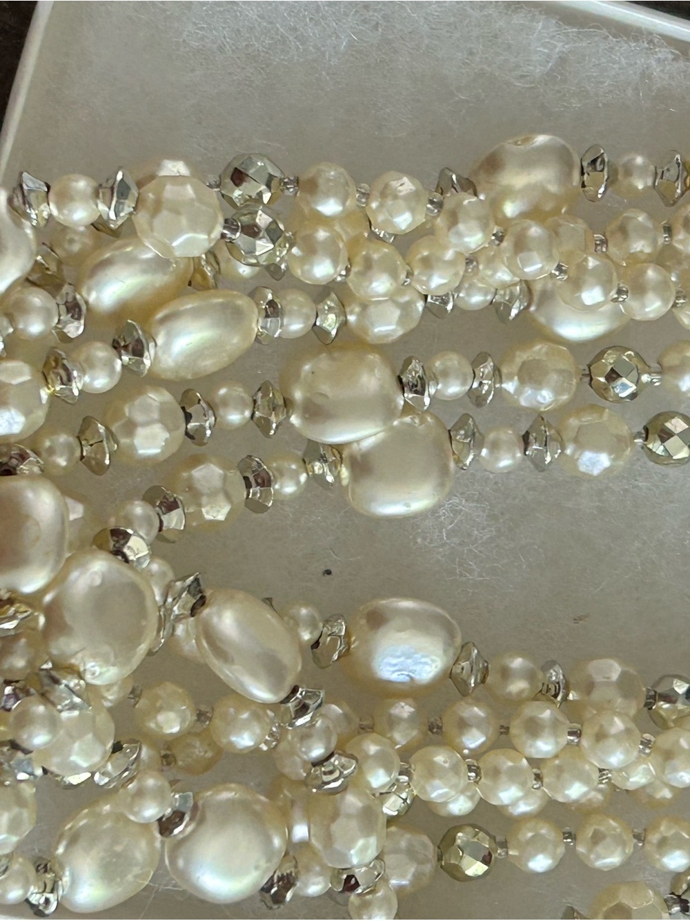 4/$100 Pearl and Crystal Multi-Strand necklace in Cream